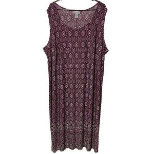 Catherine's 3X  26/28 Women's Sleeveless Midi Tank Dress Purple Paisley Diamonds
